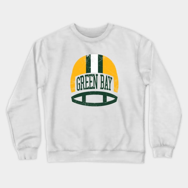 Green Bay Retro Helmet - White Crewneck Sweatshirt by KFig21